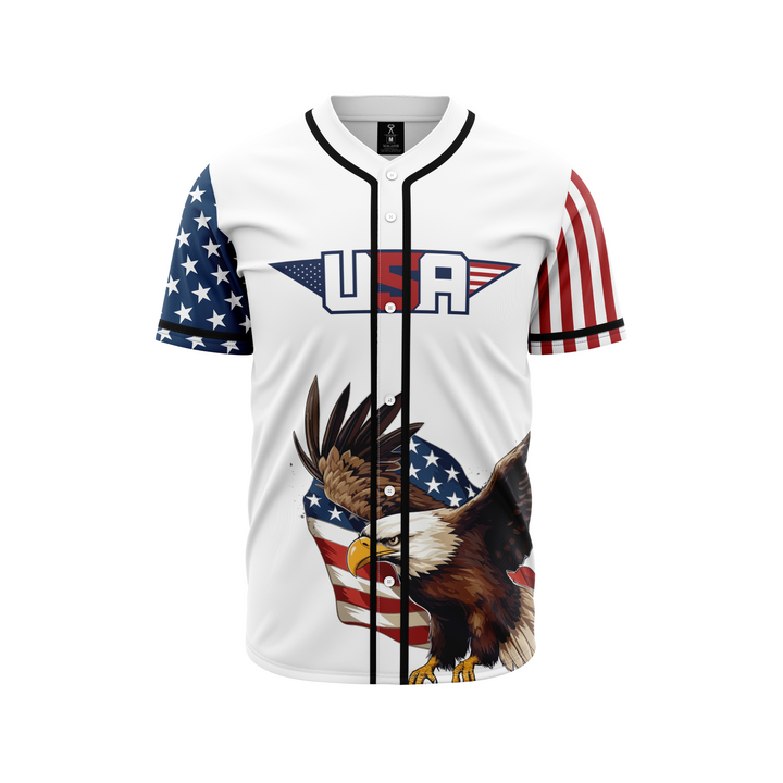 WHITE AMERICA 1 BASEBALL JERSEY