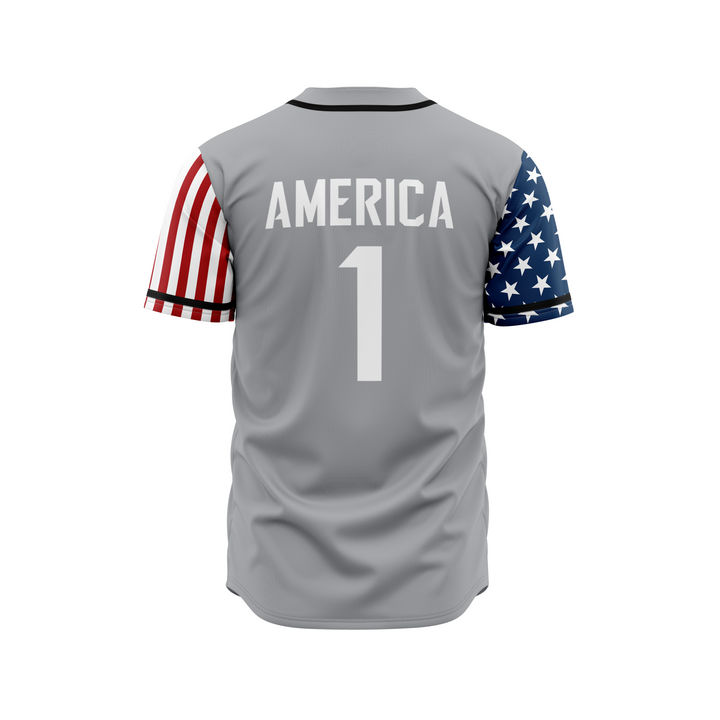 GREY AMERICA 1 BASEBALL JERSEY