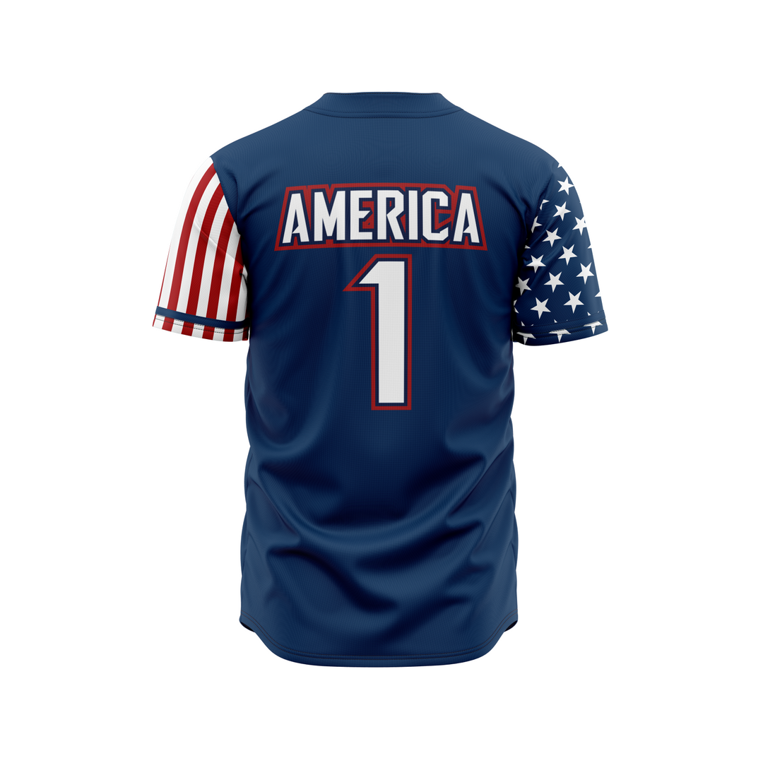 BLUE AMERICA 1 BASEBALL JERSEY