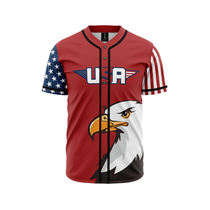 RED AMERICA 1 BASEBALL JERSEY