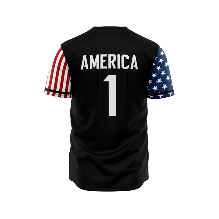 BLK AMERICA 1 BASEBALL JERSEY